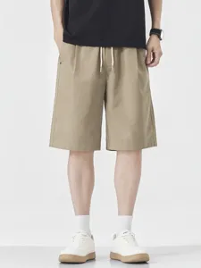 Men's casual summer loose fit straight leg khaki shorts basic solid color daily wear