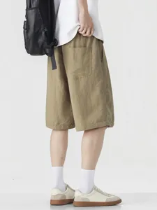 Summer thin tencel linen loose casual shorts for men, comfortable breathable five-point pants.