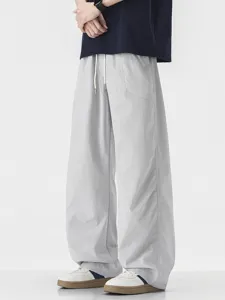 Herren Casual Polyester Cargohose Locker Gerades Bein Schnelltrocknend Lange Hose Einfarbig Kordelzug Tasche Outdoor Hose