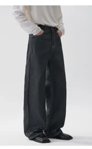 Jeans larghi in denim grezzo retrò da uomo pantaloni moda streetwear casual chic