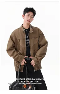 Veste en jean patchwork rétro vintage pour homme automne décontracté en coton haut
