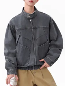 Veste en jean vintage homme travail col montant retro coton vetement vue principale