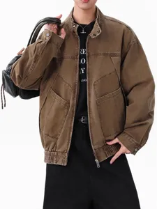 Veste de travail rétro en coton pour homme streetwear décontracté vintage bomber.