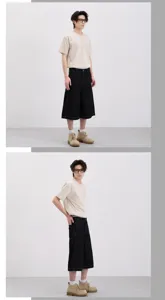 Pantaloni corti denim vintage stile americano da uomo, jeans larghi casual sotto il ginocchio.