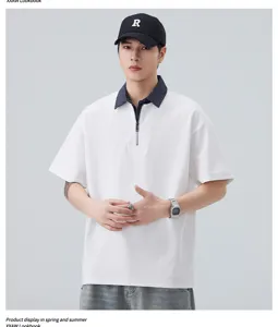 Heren casual korte mouw polo shirt nep tweedelig contrast kraag zomer t-shirt.
