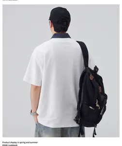Heren zomer korte mouw polo shirt nep tweedelig casual streetwear t-shirt top mode.
