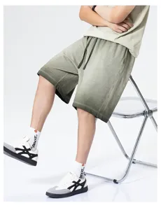 Men vintage gradient casual shorts loose streetwear summer cotton shorts comfortable fit.