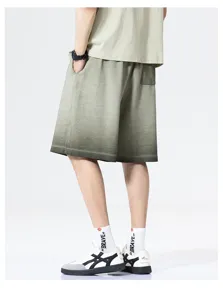 Men vintage gradient dyed loose fit shorts summer casual streetwear five-point pants stylish