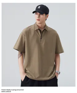 Heren korte mouw polo contrast kraag rits nep tweedelig casual topje voor de heren