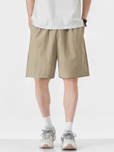 Herren lässige einfarbige Eisseide Shorts lose gerade schnelltrocknende kurze Hosen