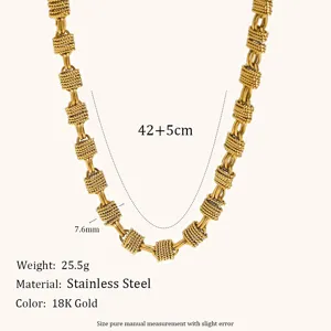 Collana girocollo spessa in acciaio inossidabile dorato gioielli donna moda quotidiana 45cm