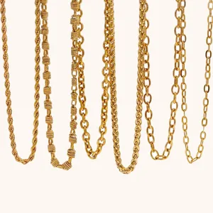 Collana catena d'oro set minimalista acciaio al titanio catene spesse gioielli versatili