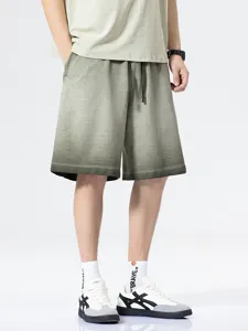 Men's vintage gradient tie-dye casual shorts, loose fit streetwear 5-inch sports shorts.