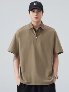 Heren zomer halve rits korte mouw polohemd, casual nep tweedelig streetwear t-shirt.