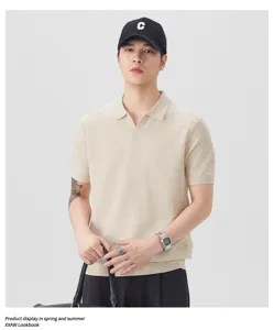Uomo estate lyocell lino polo camicia manica corta casual loose stile chic top