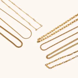 Edler Edelstahl 18K vergoldete Ketten Halskette minimalistisch Schmuck Detailansicht.