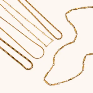 Detailansicht der 18K vergoldeten Edelstahl-Halskette im minimalistischen, vielseitigen Alltagsdesign.