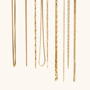 Edelstahl 18K vergoldete Ketten minimalistische Halskette Schmuck sortierte Stile Alltag Mode.