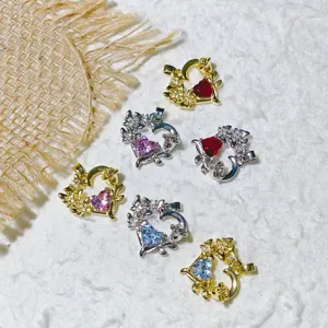Heart Zircon Charm Pendant DIY Jewelry Mother's Day Necklace Bracelet Accessories