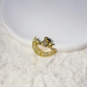 Gold Plated Zircon Moon Pendant DIY Jewelry Accessory for Necklace Bracelet Mother's Day Gift