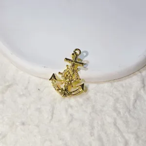 Gold Anchor Pendant Micro-set Zircon Nautical Necklace Accessory European Fashion Jewelry