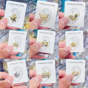 Mode Messing Vergoldet Ohrklemme Strass Schmetterling Blume Blatt Ohne Piercing Knorpel Clip Ohrringe Schmuck Für Damen
