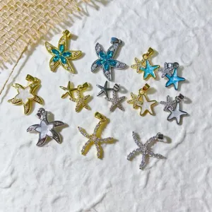 Messing Strass Herz Stern Seestern Charms Exquisite Individuelle Minimalistische DIY Schmuckherstellung Anhänger Zubehör Für Damen