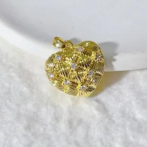 Gold-plated heart shaped zircon pendant DIY jewelry making accessory necklace charm