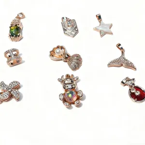 Vergulde Koperen DIY Sieraden Bedeltjes Strass Ingelegde Walvisstaart Pad H-Vorm Ster Schelp Hangers Voor Ketting Armband