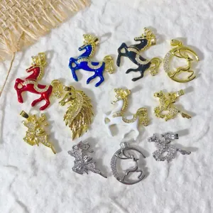 Gold-Plated Copper Zirconia Animal Charms Exquisite Horse Deer Pendants For DIY Jewelry Making Necklaces Bracelets Accessories