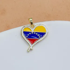 Venezuela flag heart enamel gold plated pendant necklace fashion jewelry accessory detail view
