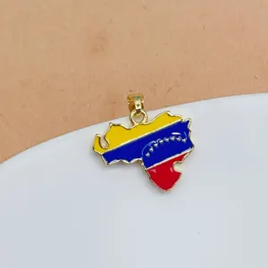 18K gold plated Venezuela map pendant necklace enamel charm stylish jewelry accessory