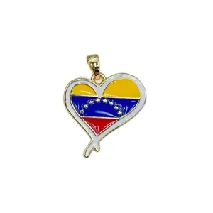 Venezuela flag heart pendant gold plated copper oil drop necklace for women daily fashion wear