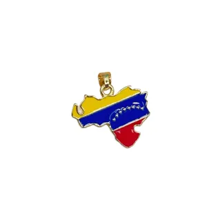 Venezuela Map Pendant 18K Gold Plated Copper Enamel National Charm Trendy Jewelry Gift