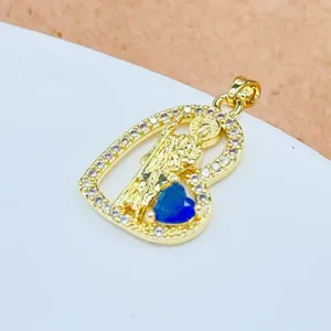 Gold Plated Micro Paved CZ Virgin Mary Heart Pendant DIY Jewelry Necklace Accessory