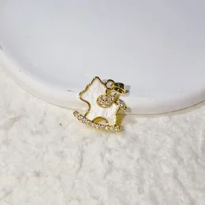 Gold-plated brass micro-paved cubic zirconia rocking horse pendant necklace fashion jewelry accessories