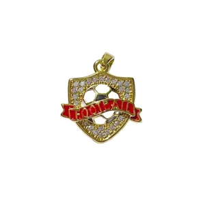 Pendente scudo calcio strass lega ciondolo DIY gioielli collana braccialetto accessorio chiave