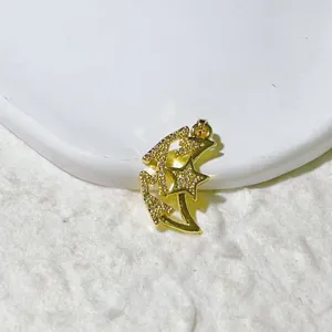 Ciondolo gatto luna dorato con zircone brillante. Vista di dettaglio per gioielli fai da te.