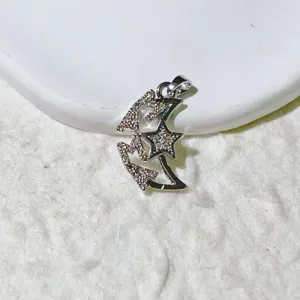 Ciondolo luna e stella in argento scintillante dettaglio micro zircone accessorio gioielleria