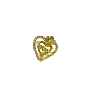 Mom double heart pendant gold rhinestone crystal stylish fashion charm jewelry accessory gift.