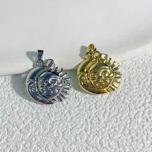 Koper Vergulde Zon Maan Gezicht Hanger Zonder Ketting Vintage Hemelse Charms Voor DIY Ketting Armband Maken Valentijn Cadeau