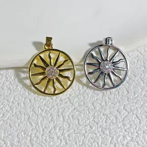 Euro-Amerikaans Koper Goud Gevuld Zirconia Rond Hanger Zon Bedels Voor Oorbel DIY Sieraden Maken