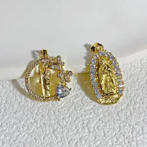 Ciondoli della Vergine Maria e dei Santi in Rame Placcato Oro con Strass per Creazione di Collane e Bracciali Fai-da-te
