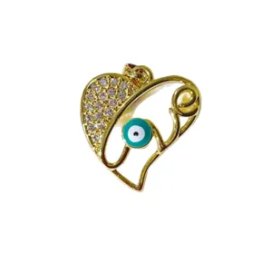 Ciondolo cuore malocchio dorato zircone accessorio gioielli DIY per collana bracciale
