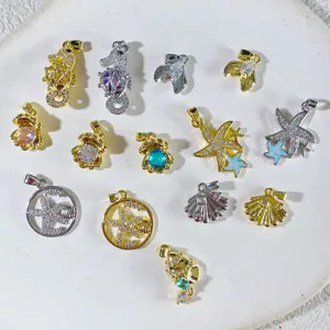 Meeres Serie Seepferdchen Seestern Schnecke Fischschwanz Anhänger Kupfer Vergoldet Strass Schmuck Anhänger Für Damen Mode Exquisite Accessoires