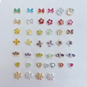 Vergoldete Kupfer Strass Zwischenperlen Schleife Blume Herz Krone DIY Schmuck Zubehör Lose Perlen Für Armband Halskette Herstellung