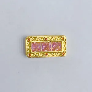 Rame placcato oro quadrato rosa zircone fai da te fascino braccialetto accessorio