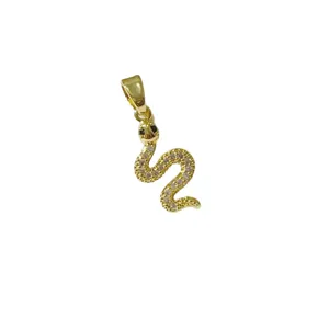Vergoldeter Mikro Zirkonia Schlangen Anhänger Charm für Halskette Schmuck Zubehör.