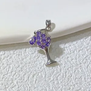 Exquisiter violetter Zirkon Weinglas Anhänger, kupfervergoldetes DIY Schmuckzubehör.