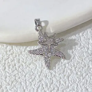 Silberner Mikro-Pave Zirkon doppelter Seestern Anhänger Mode Schmuck Accessoire für Damen